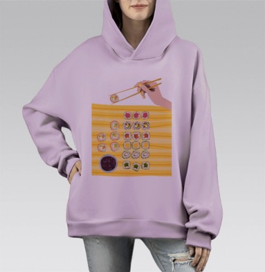 Аккуратный пищевой ритуал суши насладиться японской кухней, Hoodie Mono Fiolet, оверсайз, утепленная