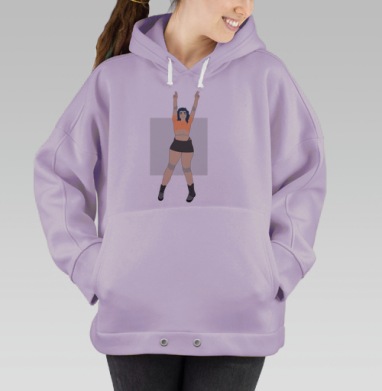Аниме девушка с поднятыми руками полный рост, Hoodie Oversize Fiolet
