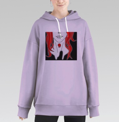 Аниме вампир с красными волосами кровь на шее, Hoodie Long Oversize Fiolet