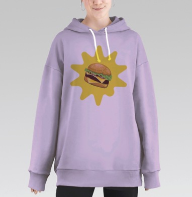 Аппетитный бургер с желтой вспышкой аппетитный бургер, Hoodie Long Oversize Fiolet