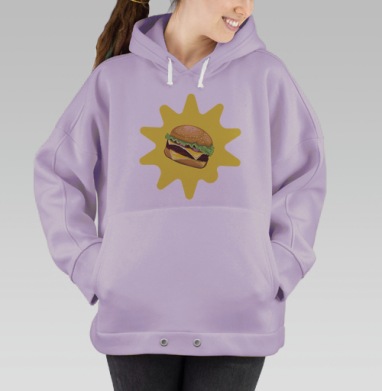 Аппетитный бургер с желтой вспышкой аппетитный бургер, Hoodie Oversize Fiolet