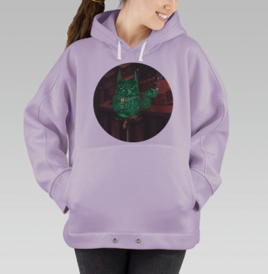 Антропоморфный филин в баре — загадочная атмосфера, Hoodie Oversize Fiolet