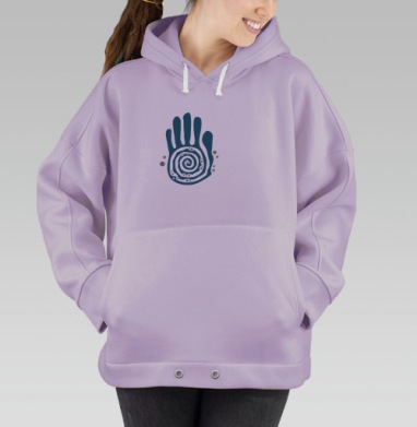 Бирюзовая ладонь с спиралью и точками символ жизни, Hoodie Oversize Fiolet