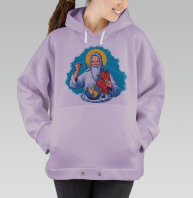 Бородатый мужчина ест Землю апокалипсис чёрный юмор, Hoodie Oversize Fiolet