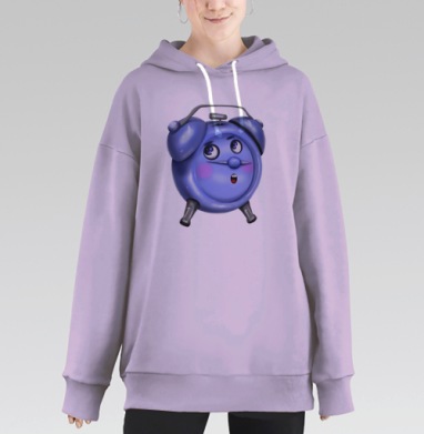 Будильник с удивленным лицом синий будильник часы 3 слова, Hoodie Long Oversize Fiolet