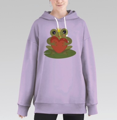Царевна Лягушка с Сердцем в Короне, Hoodie Long Oversize Fiolet