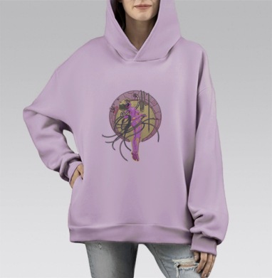 Человек технология слияние будущее киберпанк, Hoodie Mono Fiolet, оверсайз, утепленная