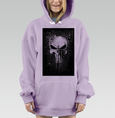 Череп агрессия мрачность краска распад, Hoodie Mjhigh Dig Mel, Fiolet, утепленная