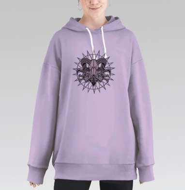 Череп овна черепа мистический символ смерти, Hoodie Long Oversize Fiolet