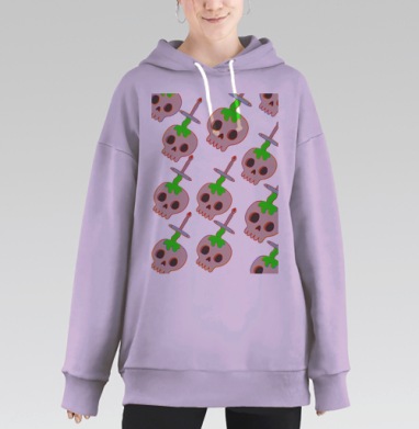 Череп с мечом символы смерти смерть и яд, Hoodie Long Oversize Fiolet
