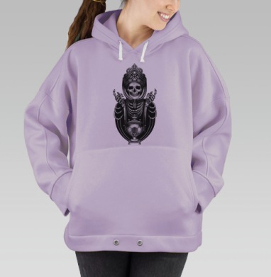Скелет в кокошнике с жемчугом и самоваром, Hoodie Oversize Fiolet
