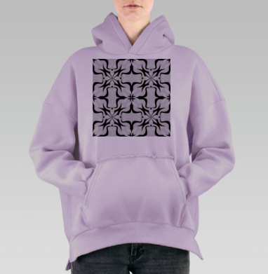 Черно Белая Геометрическая Симметрия Весна Лето, Hoodie Oversize Fiolet, утепленная