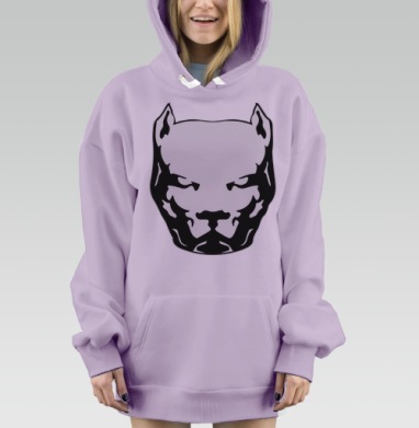 Черно белая голова мощного питбуля, Hoodie Mjhigh Dig Mel, Fiolet, утепленная