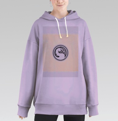 Черно Белый Дракон Символ Силы, Hoodie Long Oversize Fiolet