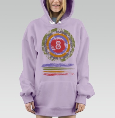 Цифра Восемь с Японским Иероглифом на Кругах, Hoodie Mjhigh Dig Mel, Fiolet, утепленная