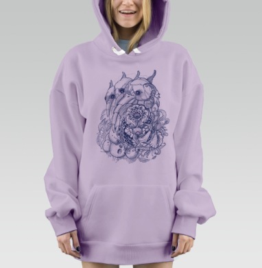 Crow+crow+crow, Hoodie Mjhigh Dig Mel, Fiolet, утепленная