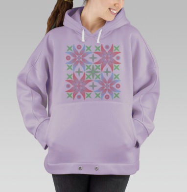 Цветочный узор в розовых голубых зелёных тонах для подушки, Hoodie Oversize Fiolet