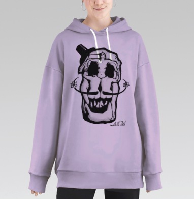 Dali Skull, Hoodie Long Oversize Fiolet