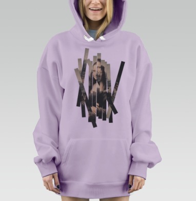 Деконструированная Мона Лиза с фрагментами на сером фоне коллаж искусство, Hoodie Mjhigh Dig Mel, Fiolet, утепленная