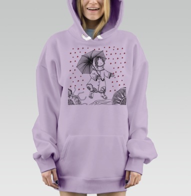 Детская игра с зонтом в дождь из сердец, Hoodie Mjhigh Dig Mel, Fiolet, утепленная