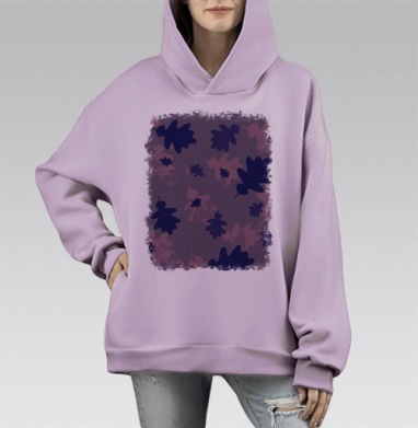Фиолетовые листья падают осень листьями осенними, Hoodie Mono Fiolet, оверсайз, утепленная