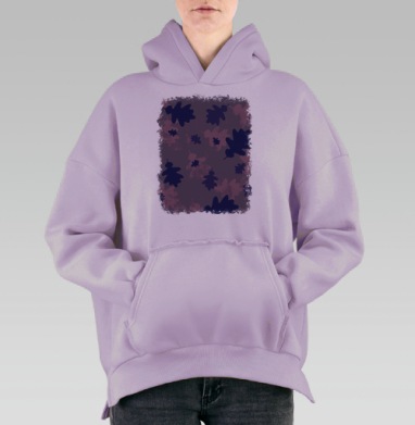Фиолетовые листья падают осень листьями осенними, Hoodie Oversize Fiolet, утепленная