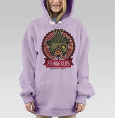 Fishing Club, Hoodie Mjhigh Dig Mel, Fiolet, утепленная