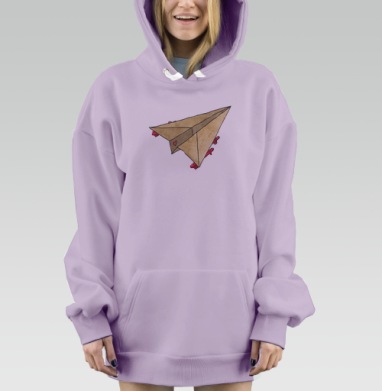 Бумажный кораблик с парусами-ракетами — стильная иллюстрация, Hoodie Mjhigh Dig Mel, Fiolet, утепленная