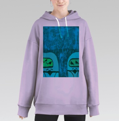 Футуристическая встреча взглядов в цифровом мире, Hoodie Long Oversize Fiolet