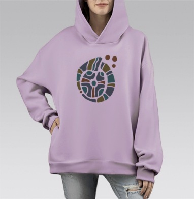 Геометрическое абстрактное яйцо с гармонией частей, Hoodie Mono Fiolet, оверсайз, утепленная