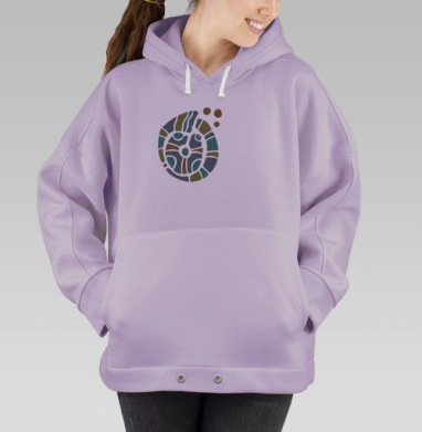 Геометрическое абстрактное яйцо с гармонией частей, Hoodie Oversize Fiolet