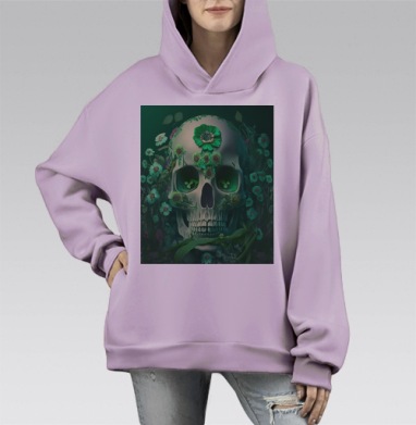 Жизнь Сквозь Кость Возрождение Смерти, Hoodie Mono Fiolet, оверсайз, утепленная
