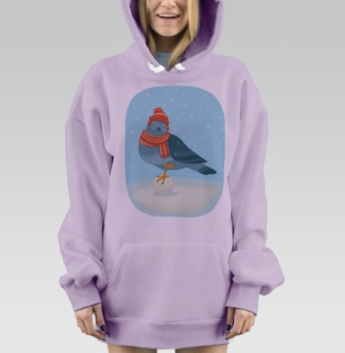Голубь в шапке, Hoodie Mjhigh Dig Mel, Fiolet, утепленная