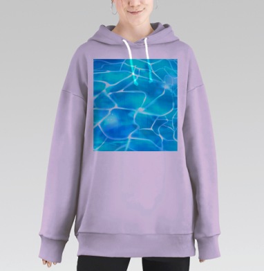 Голубая вода отражение света движения в бассейне, Hoodie Long Oversize Fiolet