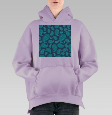 Голубой узор пейсли вектор бирюзовый красота цвета, Hoodie Oversize Fiolet, утепленная