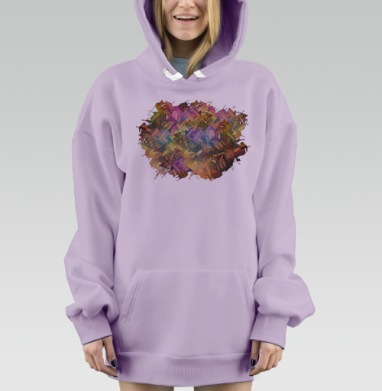 Яркий узор с миниатюрными домиками для декора, Hoodie Mjhigh Dig Mel, Fiolet, утепленная