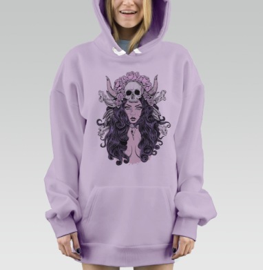 Готическая женщина, Hoodie Mjhigh Dig Mel, Fiolet, утепленная
