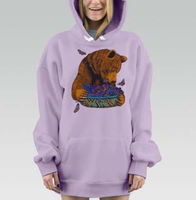 Гризли и бабочки, Hoodie Mjhigh Dig Mel, Fiolet, утепленная