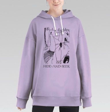 Игра в прятки черно белые линии простой стиль, Hoodie Long Oversize Fiolet