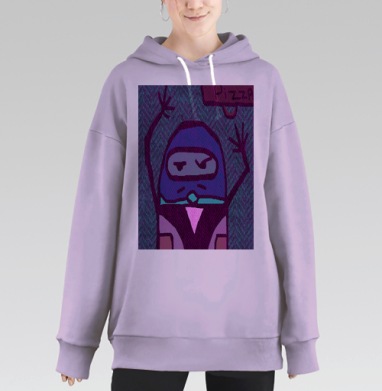 Ироничный капюшон персонаж протест pizza, Hoodie Long Oversize Fiolet