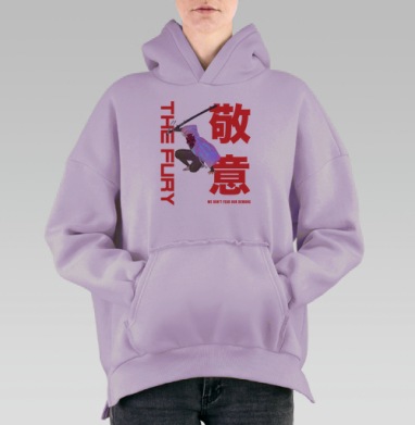 Истребитель демонов в красной маске Total Fury, Hoodie Oversize Fiolet, утепленная