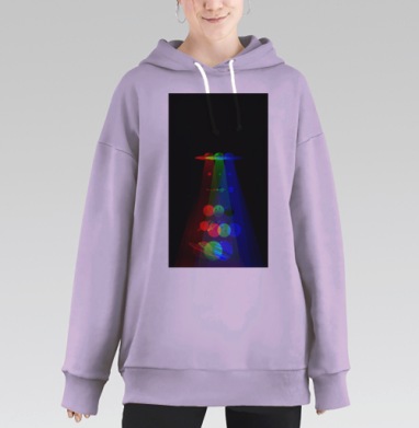 Космические планеты под летающими тарелками цвета, Hoodie Long Oversize Fiolet
