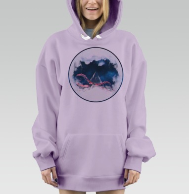 Космический осминог, Hoodie Mjhigh Dig Mel, Fiolet, утепленная