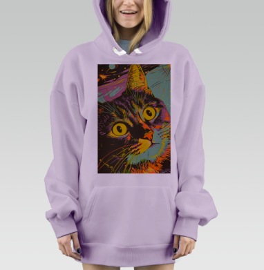 Кот Космос Вселенная Яркий Энергичный, Hoodie Mjhigh Dig Mel, Fiolet, утепленная