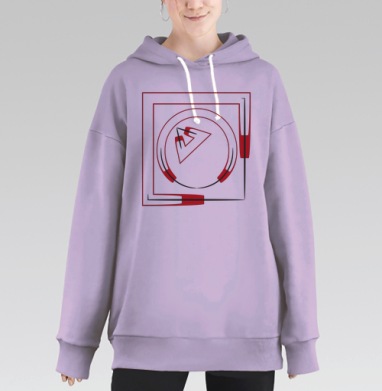 Красно Чёрный Геометрический Вращающийся Баланс, Hoodie Long Oversize Fiolet