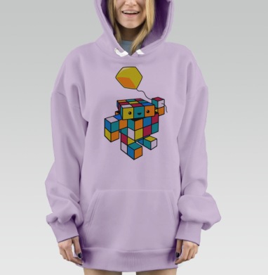 Весёлый робот из кубиков Рубика с шариком, Hoodie Mjhigh Dig Mel, Fiolet, утепленная