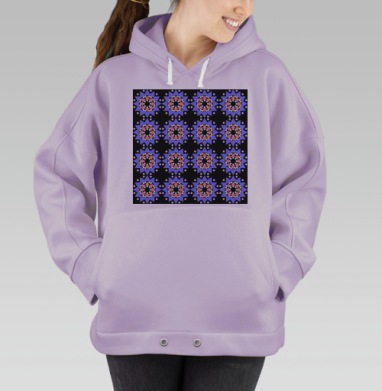 Lavender abstract pattern with stars / Абстрактный лавандовый паттерн в современном стиле, Hoodie Oversize Fiolet