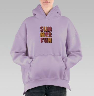 Летние забавы теплые цвета летний текст summer fun, Hoodie Oversize Fiolet, утепленная