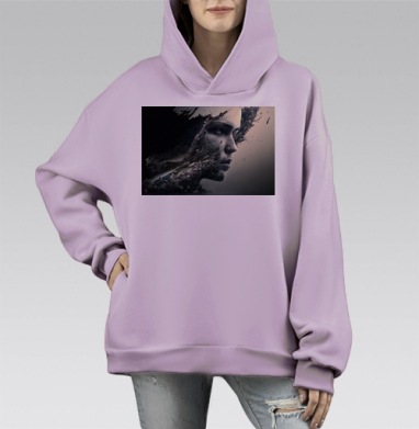 Лицо человека распадается никаких границ идентичность личности, Hoodie Mono Fiolet, оверсайз, утепленная