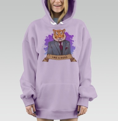 Like a boss, Hoodie Mjhigh Dig Mel, Fiolet, утепленная